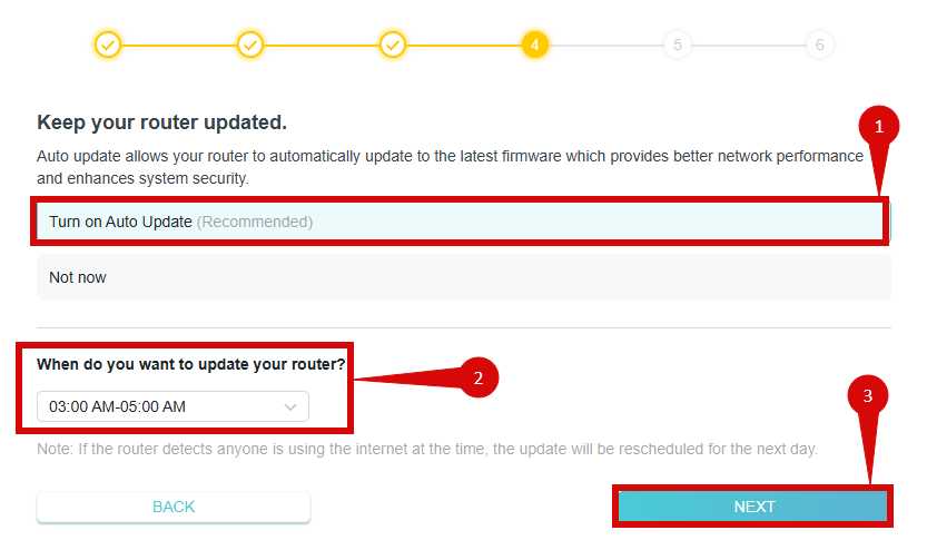 TP-Link firmware update settings