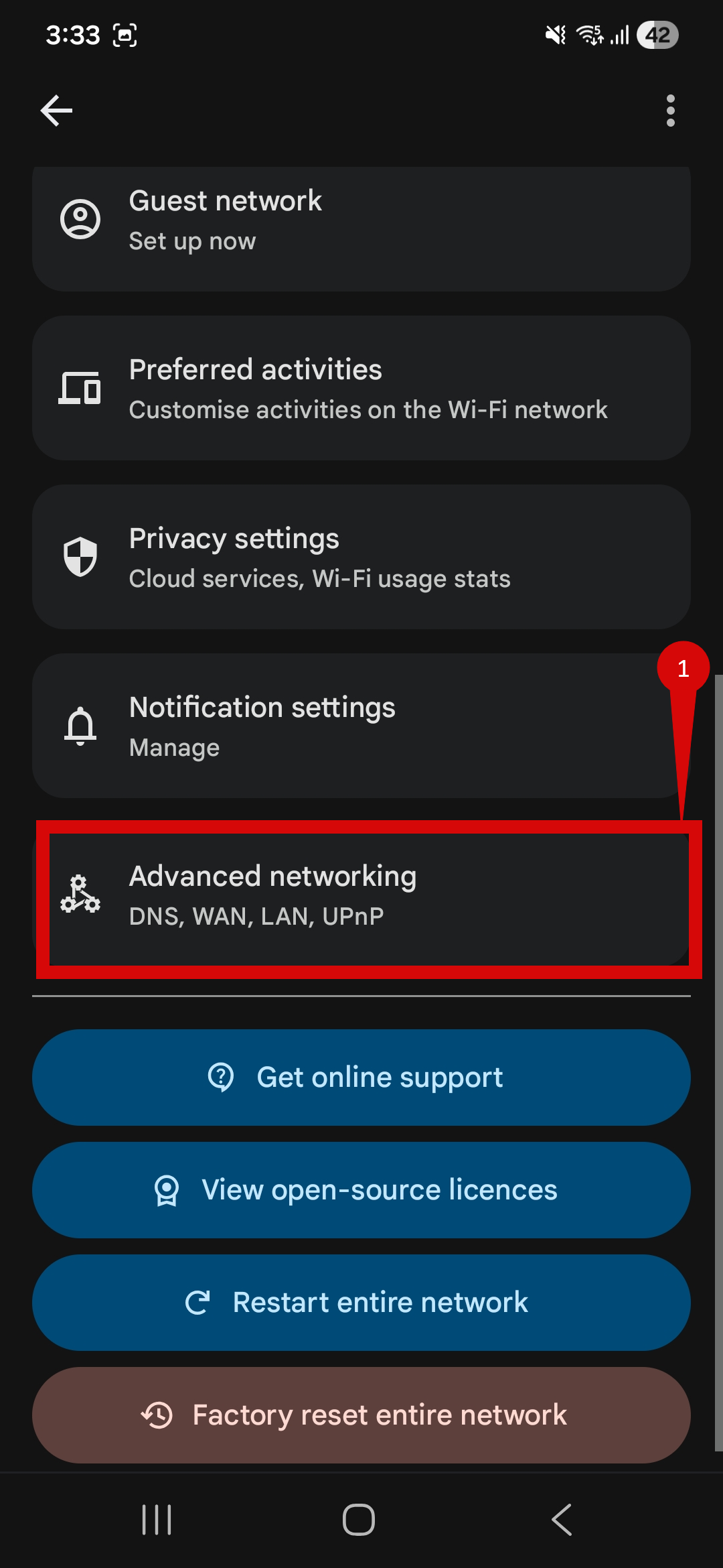 Advanced networking settings